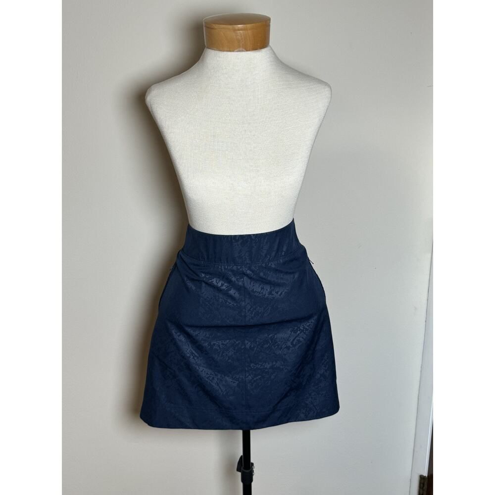 Orvis Travel Skirt Blue Textured Pull On Performance Skort Women Medium Casual